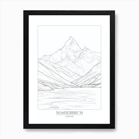 Masherbrum Pakistan Line Drawing 7 Poster Art Print