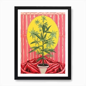 Pink And Red Plant Illustration Dracaena Lemon Lime 1 Poster