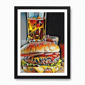 Cool Burgers And Drinks Art Print
