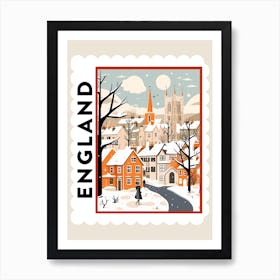 Retro Winter Stamp Poster Canterbury United Kingdom 2 Art Print