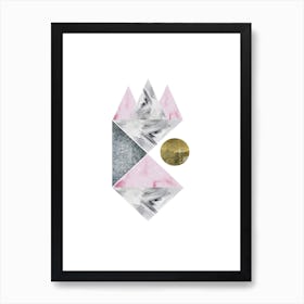Pink, Gold and Grey Marble Abstract Art Print