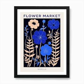 Blue Flower Market Poster Love In A Mist Nigella 4 Art Print