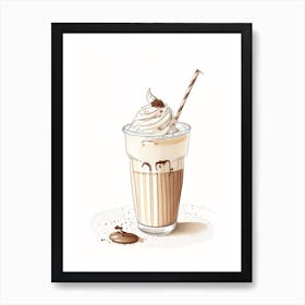 Coffee Milkshake Dairy Food Pencil Illustration Art Print