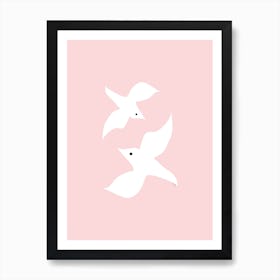 Love Birds In Pink Art Print