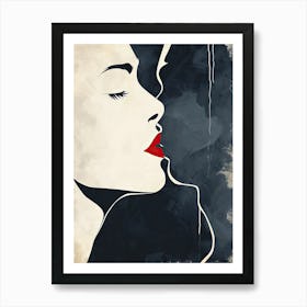 Kissing Woman, Minimalism Art Print