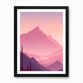 Misty Mountains Vertical Background In Pink Tone Art Print