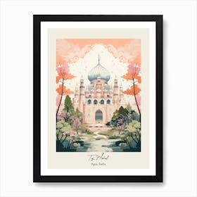 Taj Mahal   Agra, India   Cute Botanical Illustration Travel 5 Poster Art Print