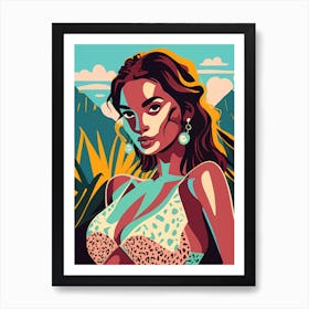 Woman In A Bikini Minimal Illustration Art Print