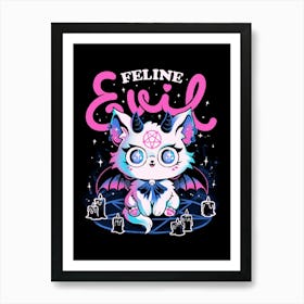 Feline Evil - Cute Dark Funny Evil Cat Gift Art Print