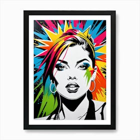 Graffiti Mural Of Beautiful Hip Hop Girl 6 Art Print