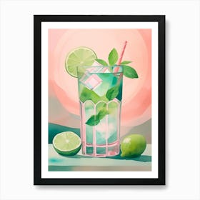 Delicious Mojito Cocktail With Lime, Mint And Ice Art Print