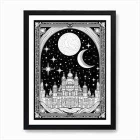 Copenhagen, Denmark, Tarot Card Travel  Line Art 2 Art Print