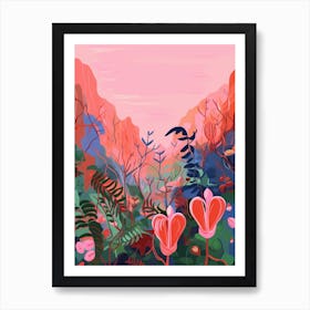 Boho Wildflower Painting Bleeding Heart Dicentra 3 Art Print