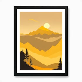 Misty Mountains Vertical Composition In Yellow Tone 20 Art Print