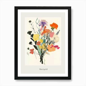 Marigold 2 Collage Flower Bouquet Poster Art Print