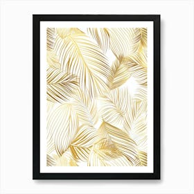 Gold Palm Leaves Seamless Pattern 2 Art Print