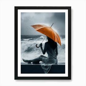 Woman Holding An Umbrella Art Print