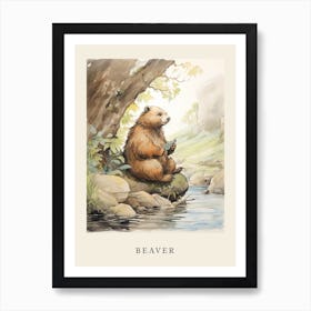 Beatrix Potter Inspired  Animal Watercolour Beaver 1 Art Print