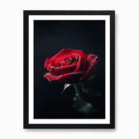 Red Rose On Black Background 4 Art Print