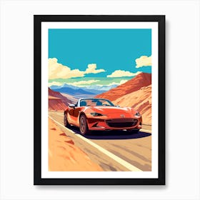 A Mazda Mx 5 Miata In The Andean Crossing Patagonia Illustration 4 Art Print