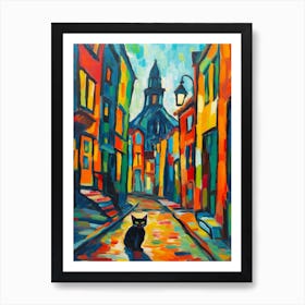 Painting Of Amsterdam With A Cat In The Style Of Fauvism 1 Art Print