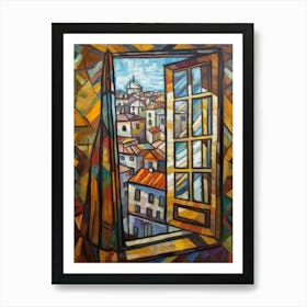 Window View Of Moscow Russia In The Style Of Cubism 1 Art Print