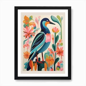 Colourful Scandi Bird Mallard Duck 2 Art Print