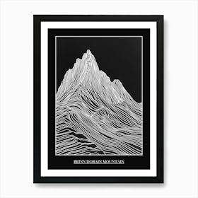 Beinn Dorain Mountain Line Drawing 3 Poster Art Print