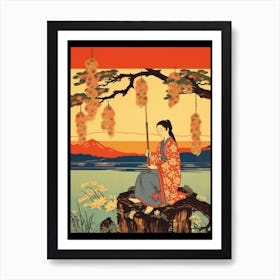 Lake Biwa, Japan Vintage Travel Art 1 Art Print