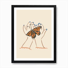 Butterfly In Hand Art Print