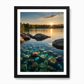 Sunrise Over Lake Art Print