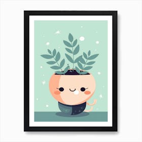 Plant Pot Kawaii Illustration 1 Art Print