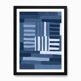 Painted Color Block Grid In Blue Art Print