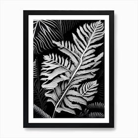 Redwood Leaf Linocut 2 Art Print