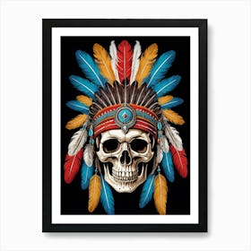 Skull Indian Headdress (32) Art Print