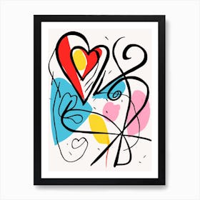 Cute Abstract Pastel Doodle Heart Art Print