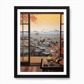 Winter Cityscape Kyoto Japan 3 Art Print