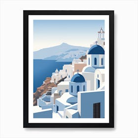 Santorini, Greece, Graphic Illustration 3 Art Print