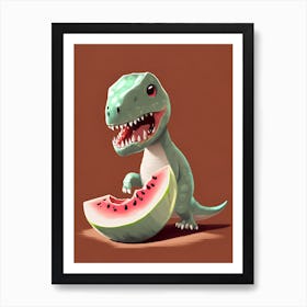 Dino eat melon - How to be vegetarian 3 Art Print