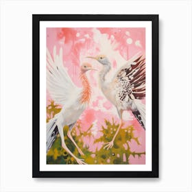 Pink Ethereal Bird Painting Roadrunner 2 Art Print