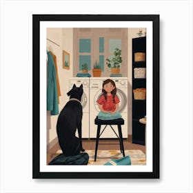 Girl And A Dog Art Print