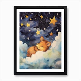 Baby Squirrel 1 Sleeping In The Clouds Art Print