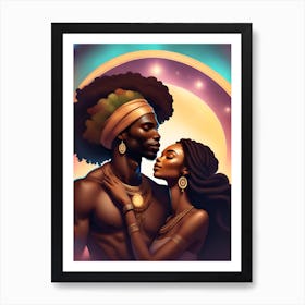 Melanin King and Queen Natural Couple Art Print