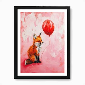 Cute Fox 2 With Balloon Art Print