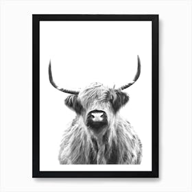 Black and White Highland Cow Art Print