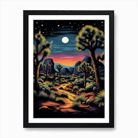 Joshua Tree At Night In South Western Style (1) Art Print