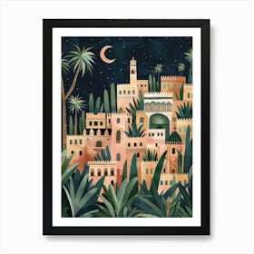 Moroccan Village At Night Art Print