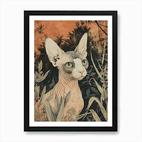 Sphynx Cat Japanese Illustration 2 Art Print