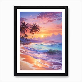 Sunset On The Beach Print  Art Print