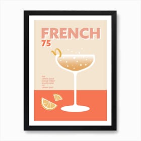 French 75 Cocktail Champagne Prosecco Colourful Kitchen Art Print